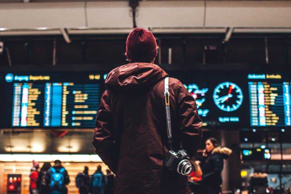 Person waiting at an airport to move to Korea